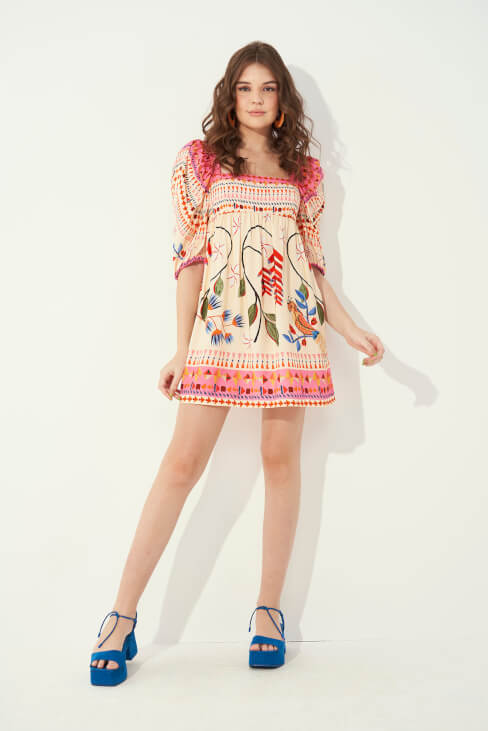 Boho Leaf Print Dress — Rental