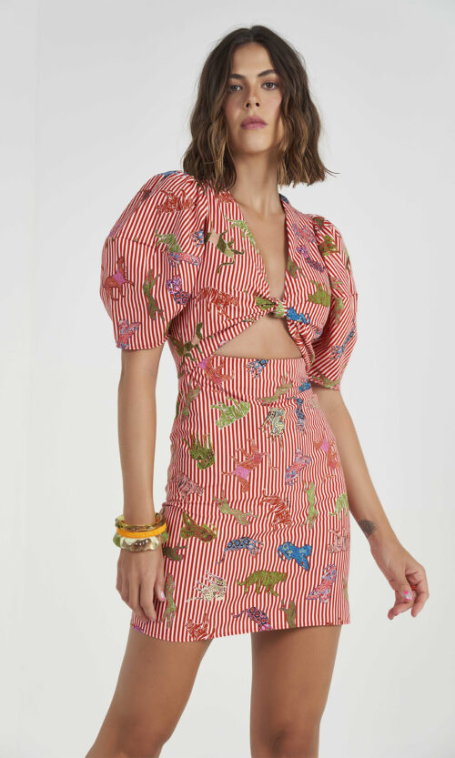 Wild Stripe Cutout Mini Dress — Rental