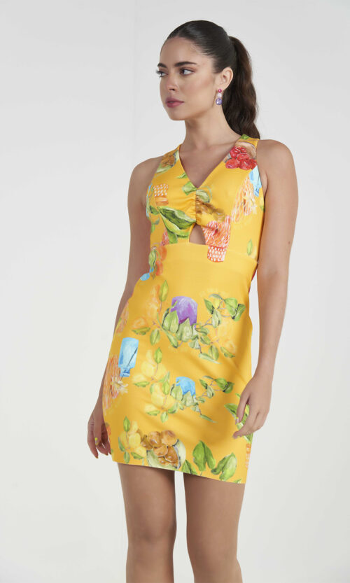 Tropical Harvest Halter Mini Dress — Rental