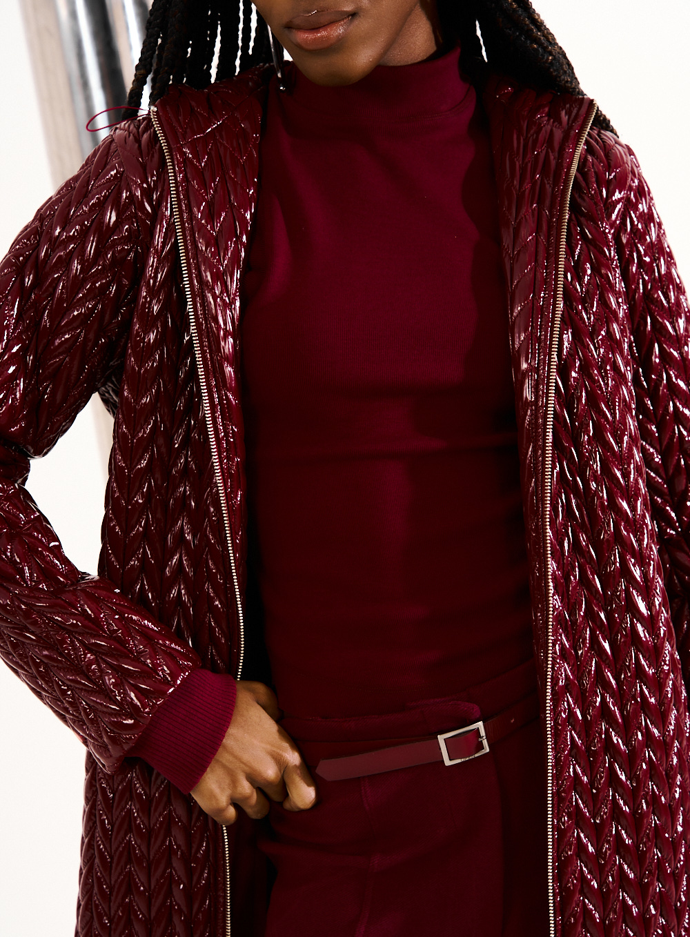 Bordô Quilted Longline Coat 2 Bordô Quilted Longline Coat
