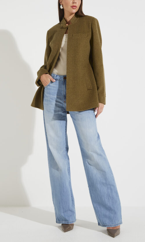 Oliva Tweed Collarless Blazer