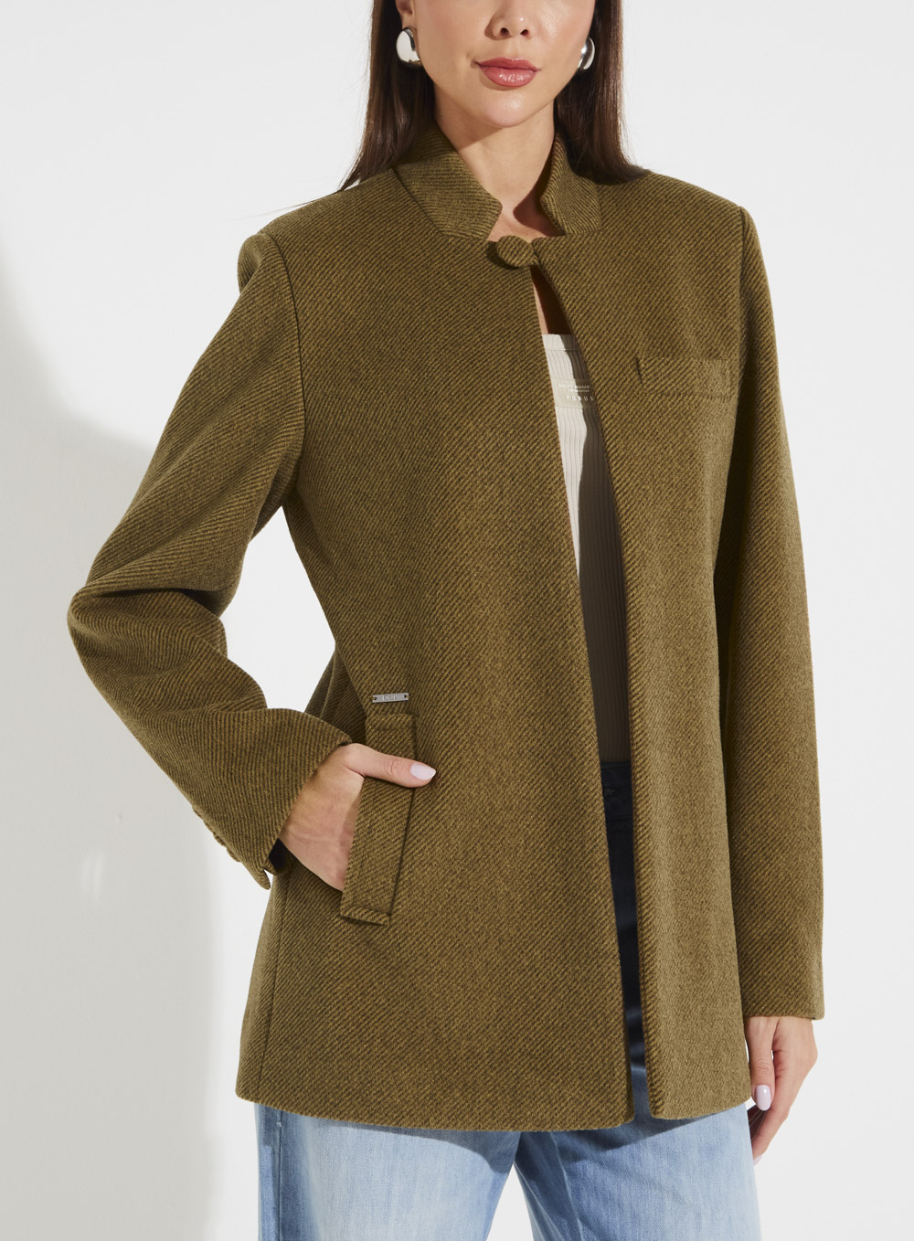 Oliva Tweed Collarless Blazer 2 Oliva Tweed Collarless Blazer