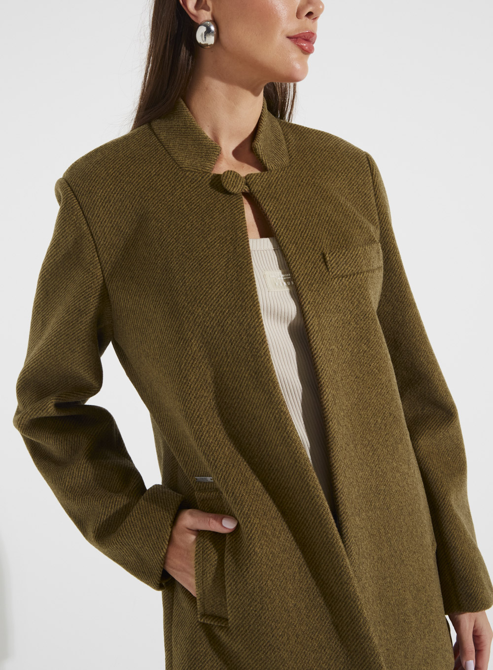 Oliva Tweed Collarless Blazer 3 Oliva Tweed Collarless Blazer
