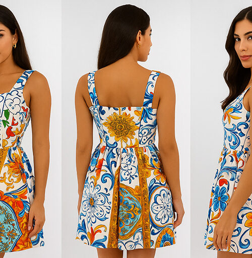 Mosaic Bloom Skater Dress — Rental